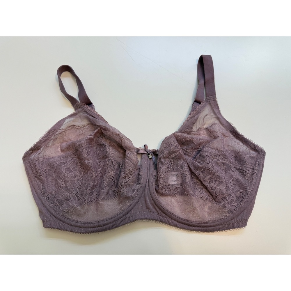 Wacoal Retro Chic Full Figure Underwire Lace Bra 855186 Purple 36DDD / 36E
